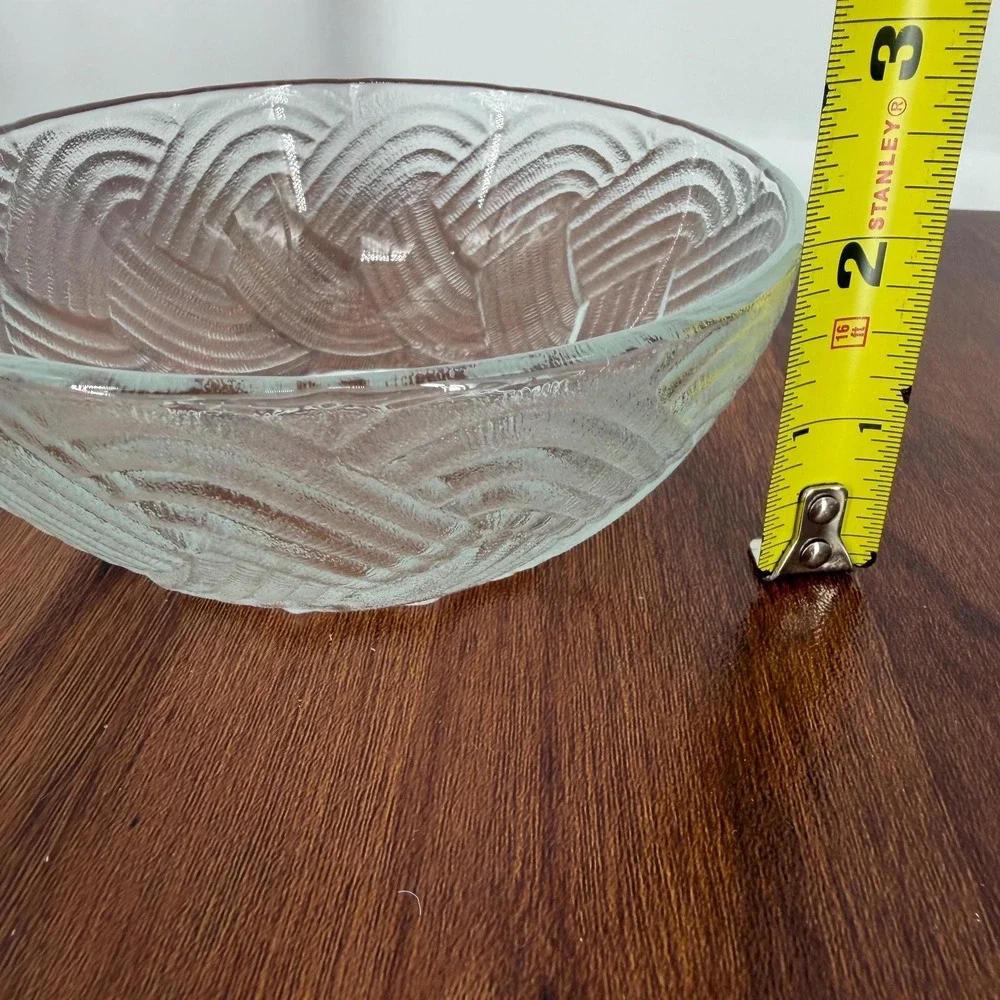 Pasari Indonesia (4) Clear Glass Cereal Soup Bowls Basketweave Wave VTG 90s
